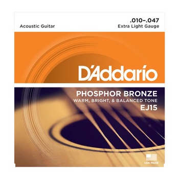 Corzi Chitara Acustica - Extra Light - D'Addario EJ15 Corzi Chitara Acustica - Extra Light - D'Addario EJ15