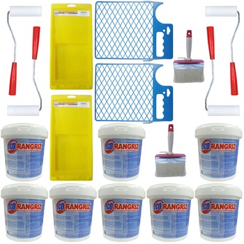 Pachet - 8 x ECO Rangriz vopsea lavabila anti-mucegai de interior, 1L + 4 x Trafalet burete, 10cm + 2 x Tava trafalet + 2 x Gratar trafalet mic + 2 x Bidinea Pachet - 8 x ECO Rangriz vopsea lavabila anti-mucegai de interior, 1L + 4 x Trafalet burete, 10cm + 2 x Tava trafalet + 2 x Gratar trafalet mic + 2 x Bidinea