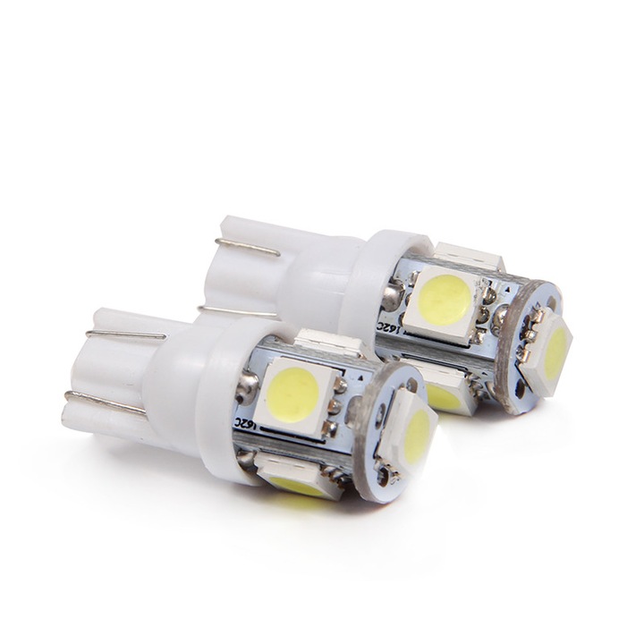 Set bec LED T10 W5W,5 LED SMD,12V