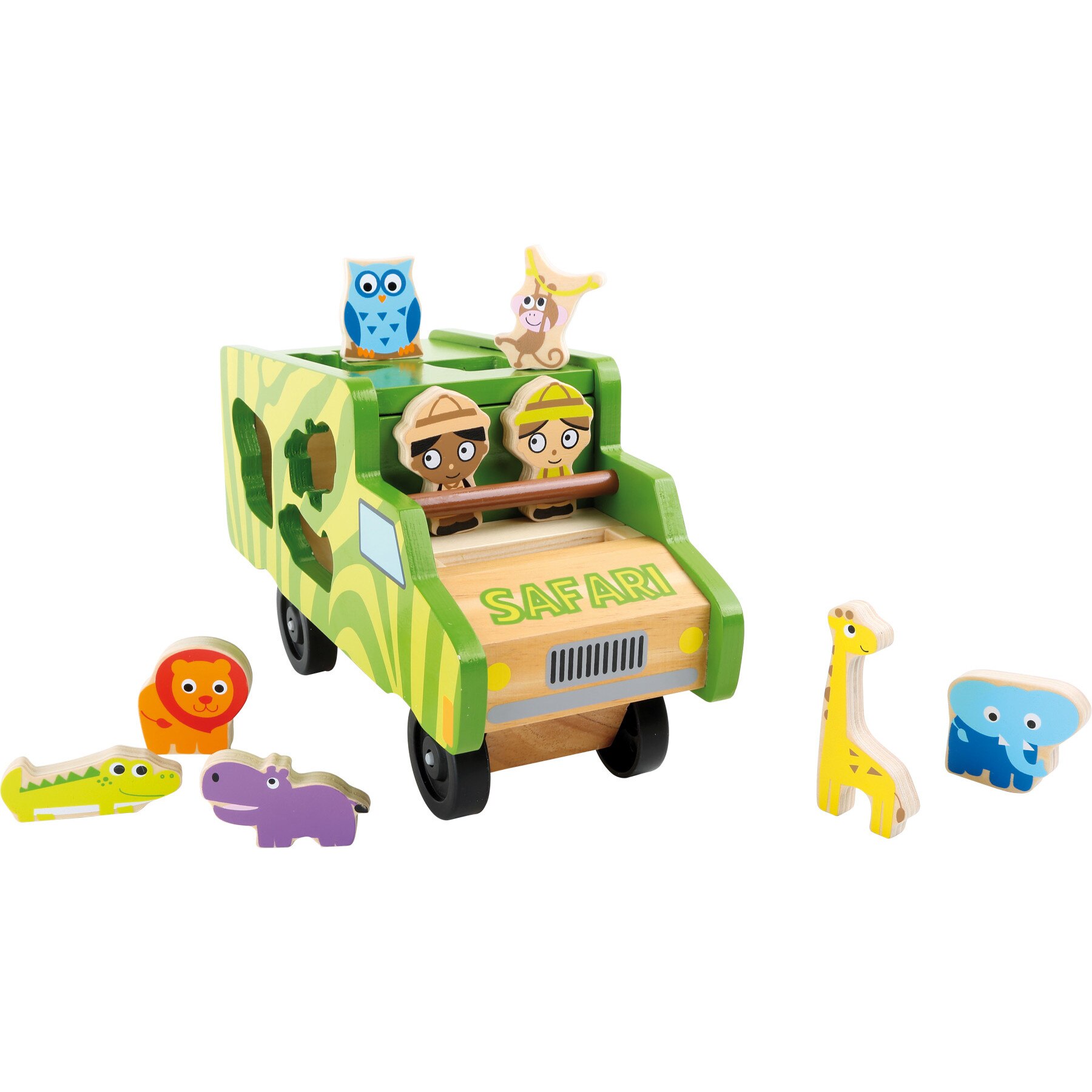 Autobuz safari cu sortare animale din lemn