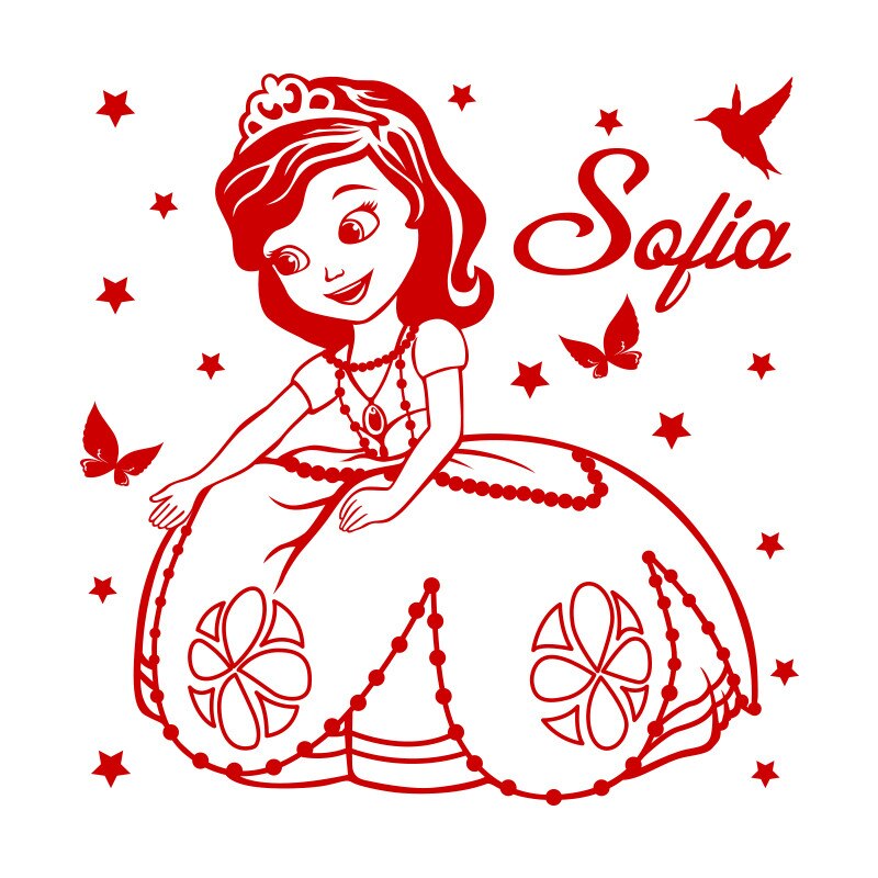 Sticker Decorativ - SMAER - Printesa SOFIA - 50cm x 50cm - Rosu