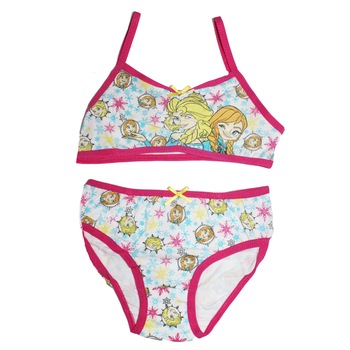 Set 2 piese bustiera si chilotei fete, Disney, Anna si Elsa, roz Set 2 piese bustiera si chilotei fete, Disney, Anna si Elsa, roz