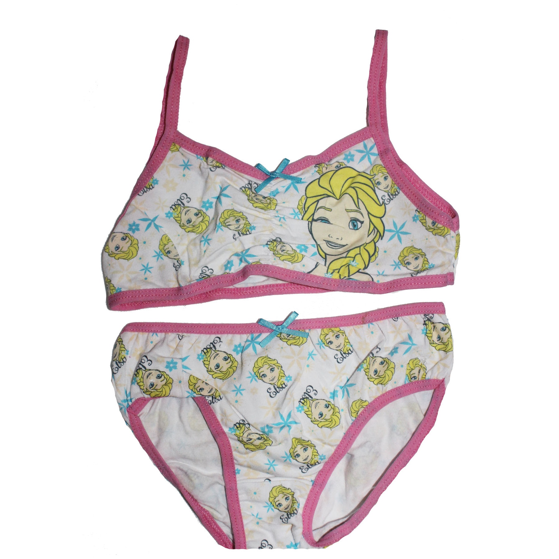 Set 2 piese bustiera si chilotei fete, Disney, Elsa, bumbac, roz