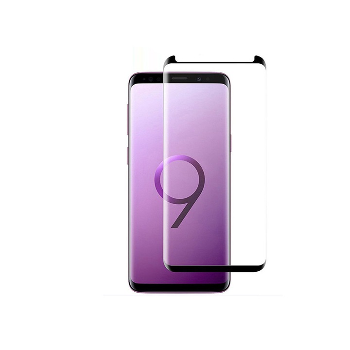 Стъклен протектор Full Screen 5D за Samsung Galaxy S9 Plus, Черен