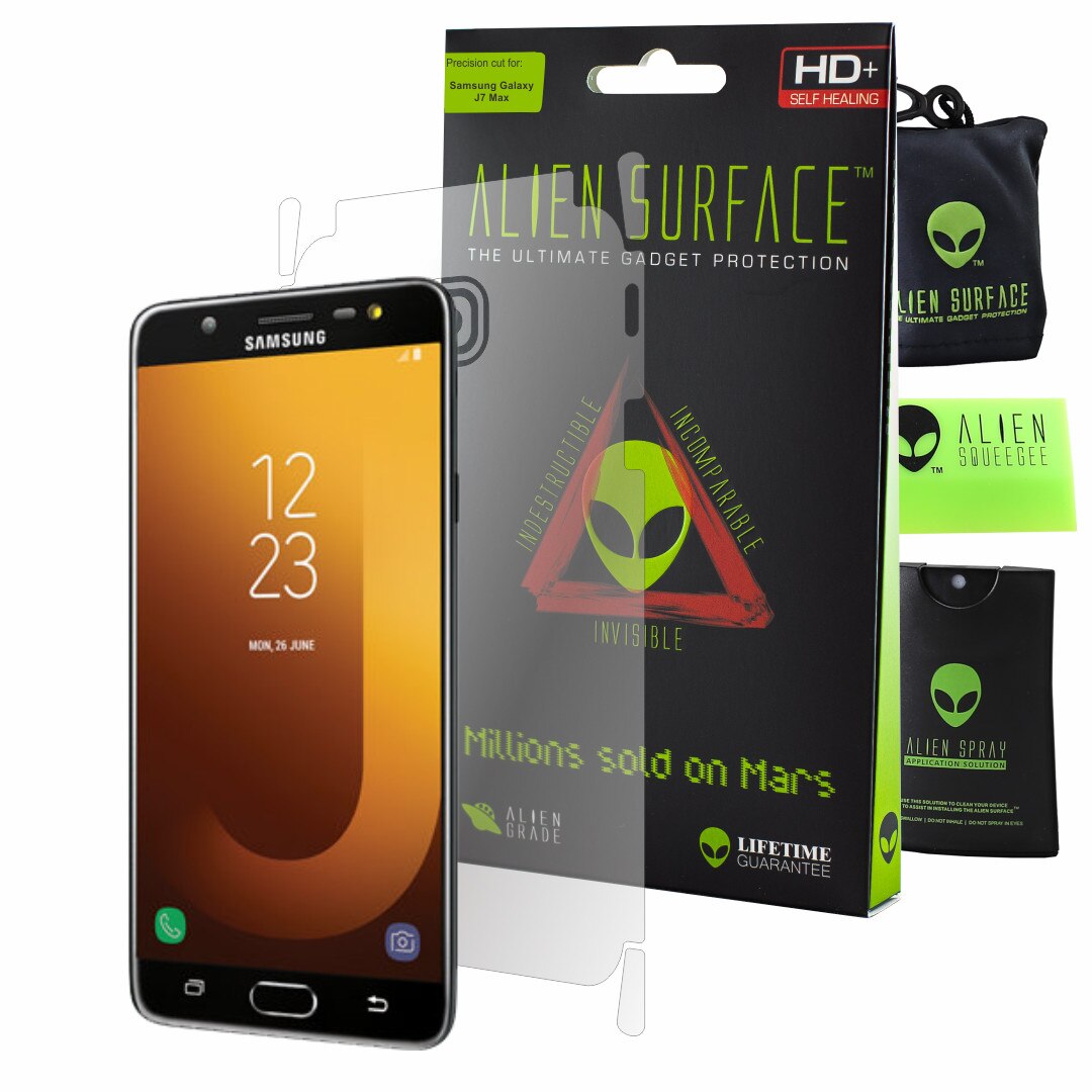 Folie Alien Surface HD, Samsung Galaxy J7 Max, protectie spate, laterale + Alien Fiber cadou