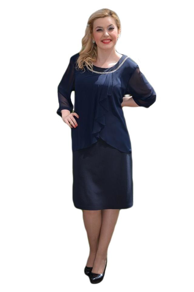 Rochie de ocazie cu lungime medie, D&J Exclusive, Albastru marin