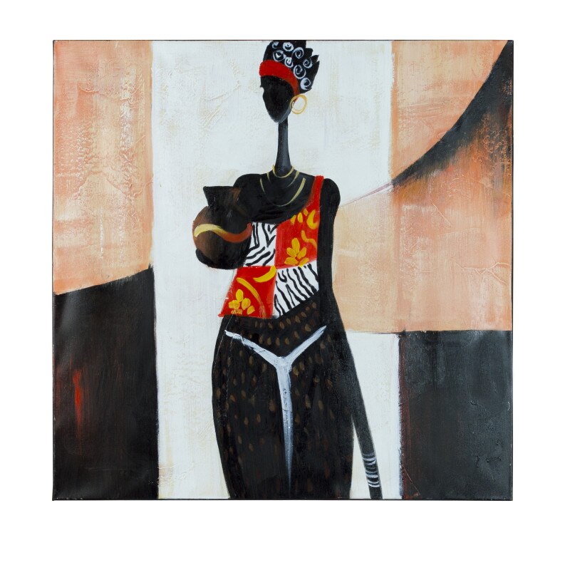 TAblou decorativ African 02, realizat manual, pictura in ulei, 60 x 60 cm