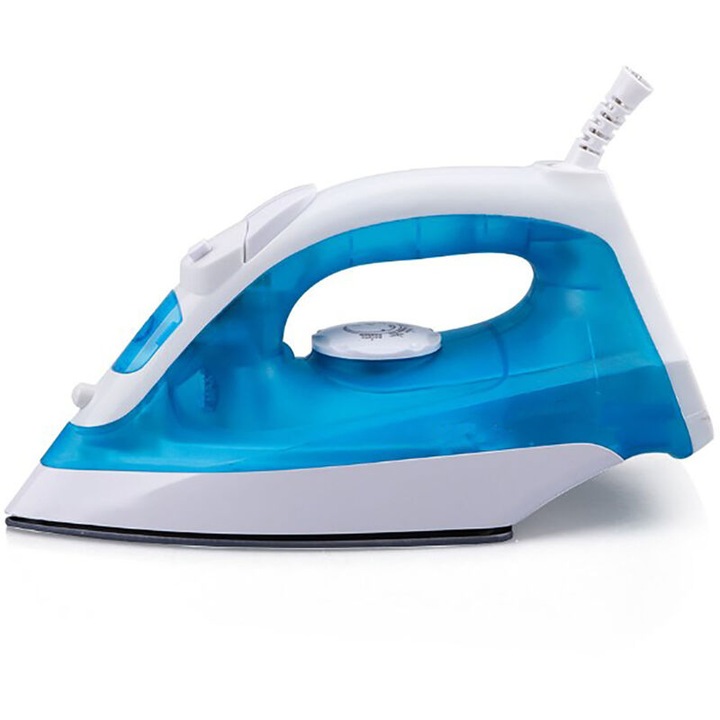 Fier de calcat cu abur electric 1200W 261002NOBM26050, portabil compact, incalzire rapida, functie de calcare verticala, talpa neteda, ABS, albastru/alb, 9.5 x 10.5 x 24 cm