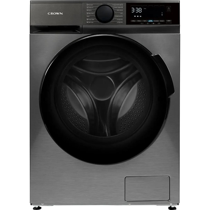 Masina de spalat rufe cu uscator, Crown CWD10714DIX, Steam, Motor inverter, 10/7 kg, 1400 rpm, Clasa A/D, Dark Inox