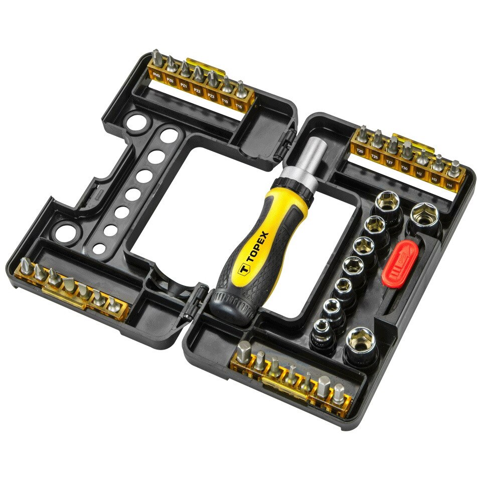 Set biti si tubulare, cu clichet 38 buc, TOPEX 39D344