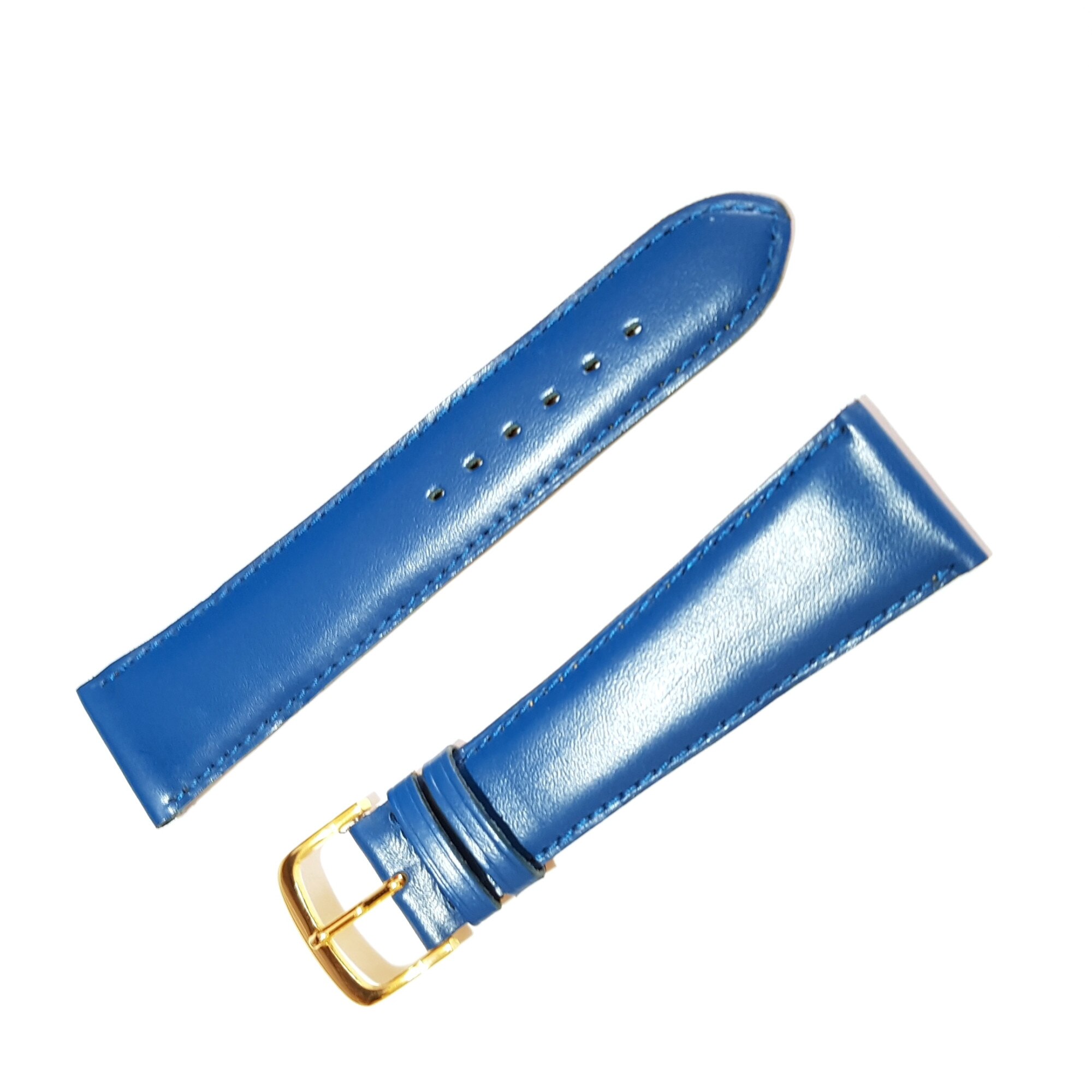 Curea ceas piele naturala Fleurus F-2FR-3/ 22 mm, albastra