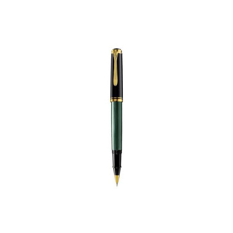 Roller Pelikan Souveran R400, accesorii placate cu aur, corp negru-verde