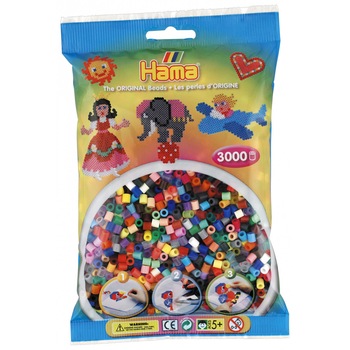 Margele de calcat HAMA MIDI mix de 52 culori, 3000 buc in pungulita Margele de calcat HAMA MIDI mix de 52 culori, 3000 buc in pungulita