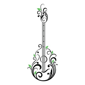 Sticker Decorativ - SMAER - Chitara - 60cm x 25cm - Negru & Verde Sticker Decorativ - SMAER - Chitara - 60cm x 25cm - Negru & Verde
