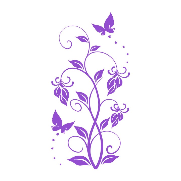 Sticker Decorativ - SMAER - Floral Candle - 60cm x 30cm - Violet