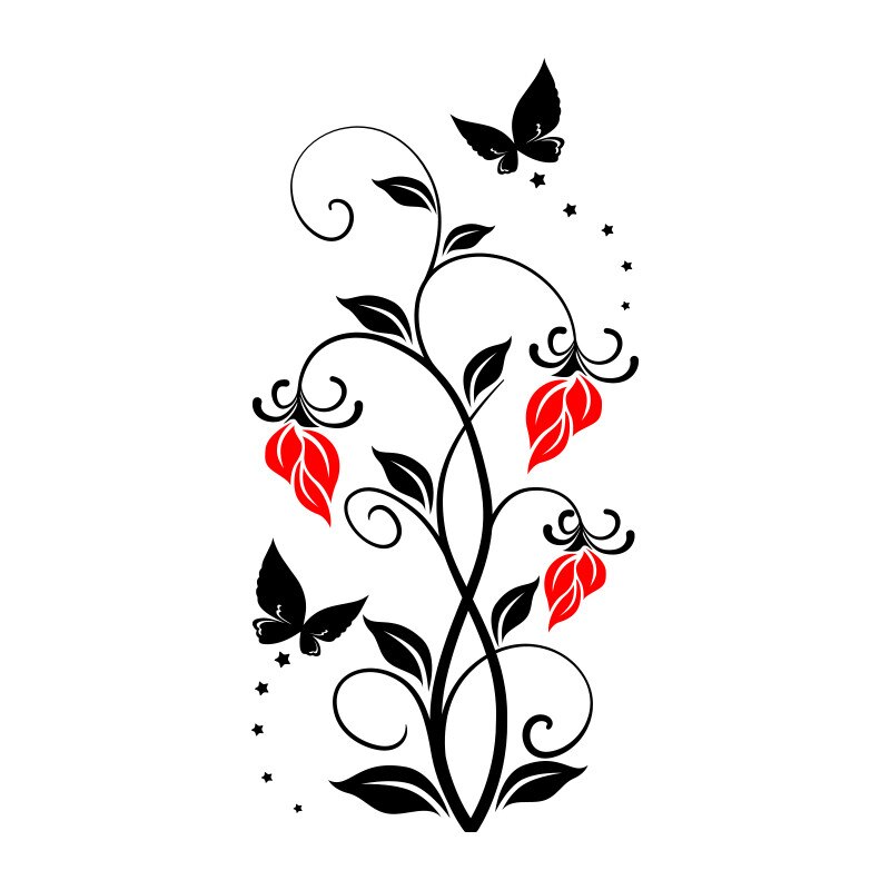 Sticker Decorativ - SMAER - Floral Candle - 100cm x 50cm - Negru & Rosu