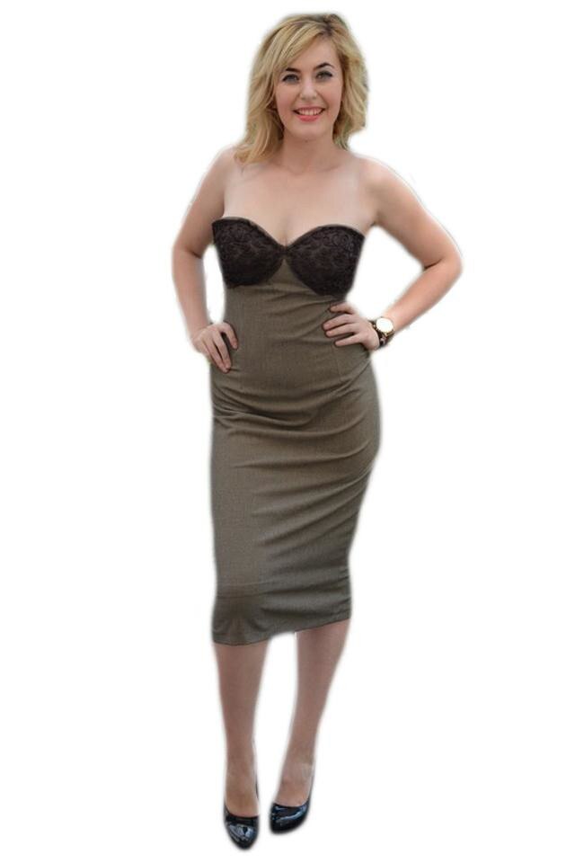 Rochie eleganta, croiala cambrata, lungime midi, D&J Exclusive, Maro