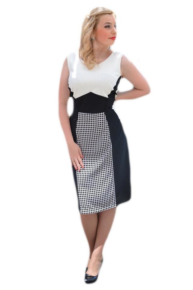 Rochie eleganta cu design deosebit , D&J Exclusive, Negru/Alb
