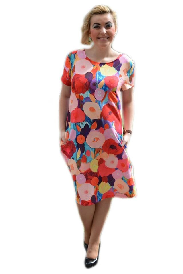 Rochie de zi, cu buzunare ascunse, D&J Exclusive, Multicolor