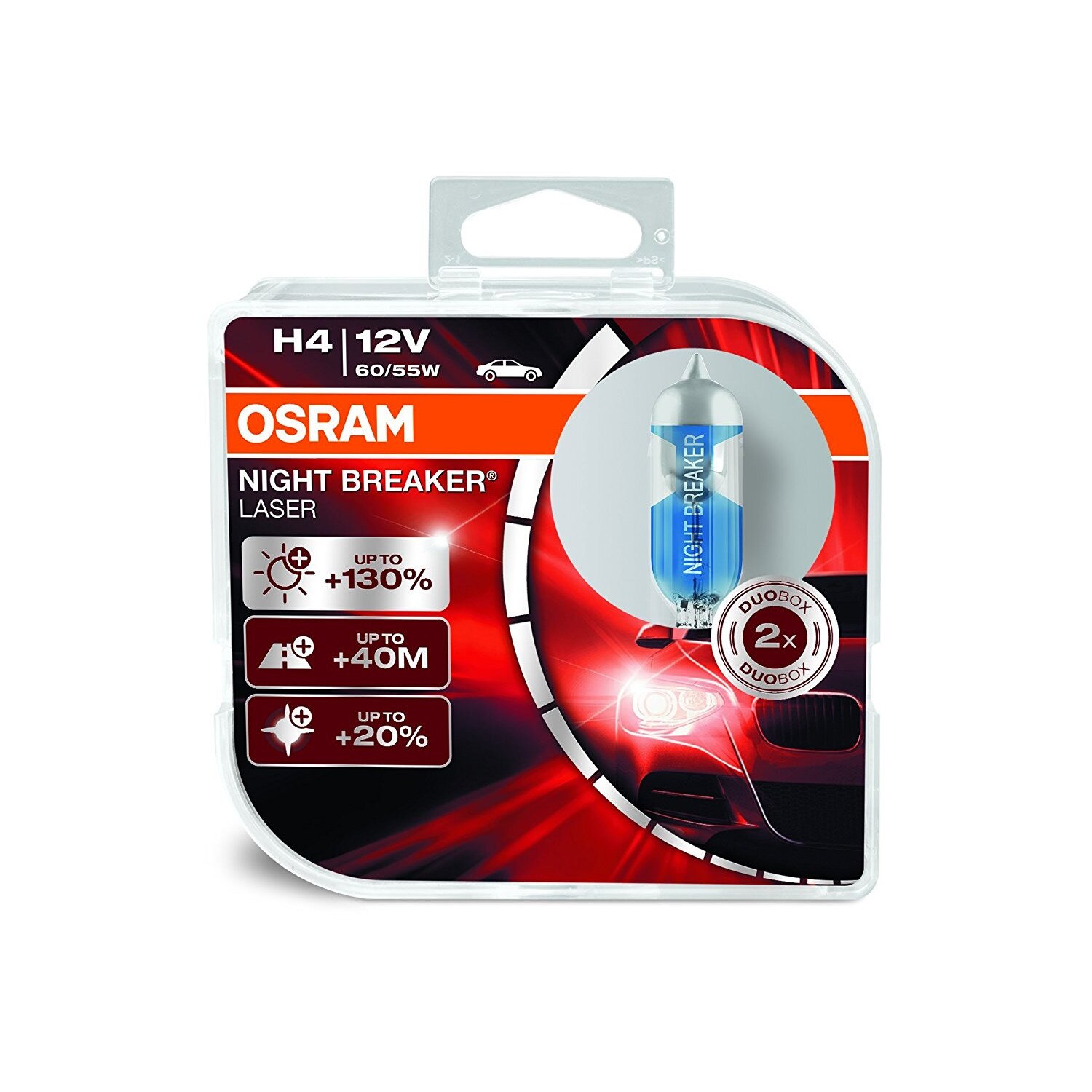 Set 2 buc Bec H4 Night Breaker Laser +130% Osram 12V