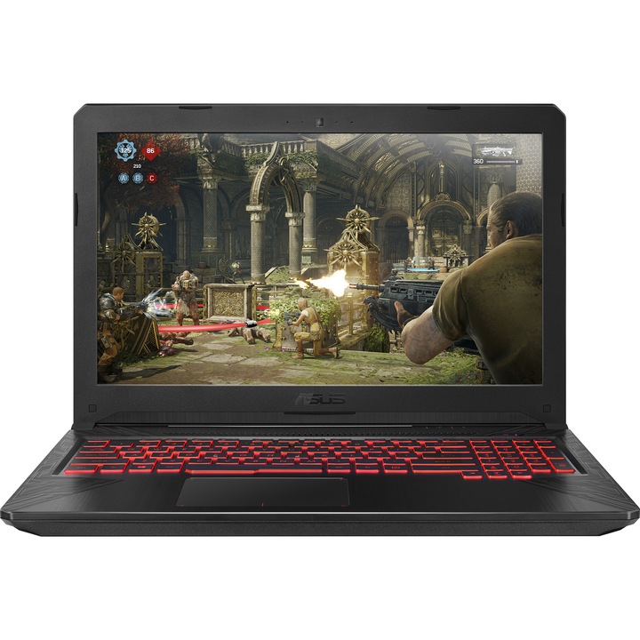 Laptop Gaming ASUS TUF FX504GM cu procesor Intel® Core™ i7-8750H pana la 4.10 GHz, Coffee Lake, 15.6", Full HD, 8GB, 1TB Hybrid HDD, NVIDIA GeForce GTX 1060 6GB, Free DOS, Gun Metal