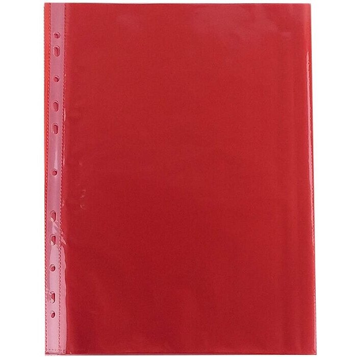 Folie protectie documente A4, rosu, 40 microni, 100 buc/set