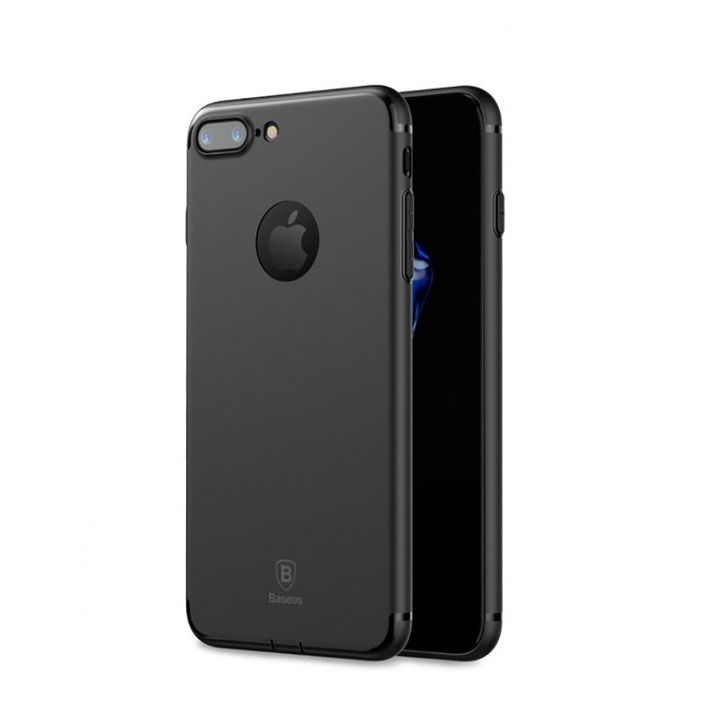 Защитен калъф, съвместим с iPhone 6s Plus, изработен от силикон, супер тънък, черен и фолио за дисплей със защитно стъкло, 0,3 мм, Joyshell