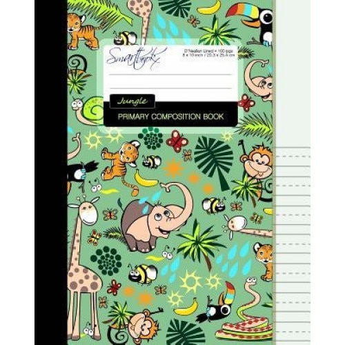Primary Composition Book: Creative Writing / Handwriting Journal [ D'Nealian Ruled * Large Notebook * Times Tables * Elephants, Giraffes & Tiger, Smart Bookx (Author)