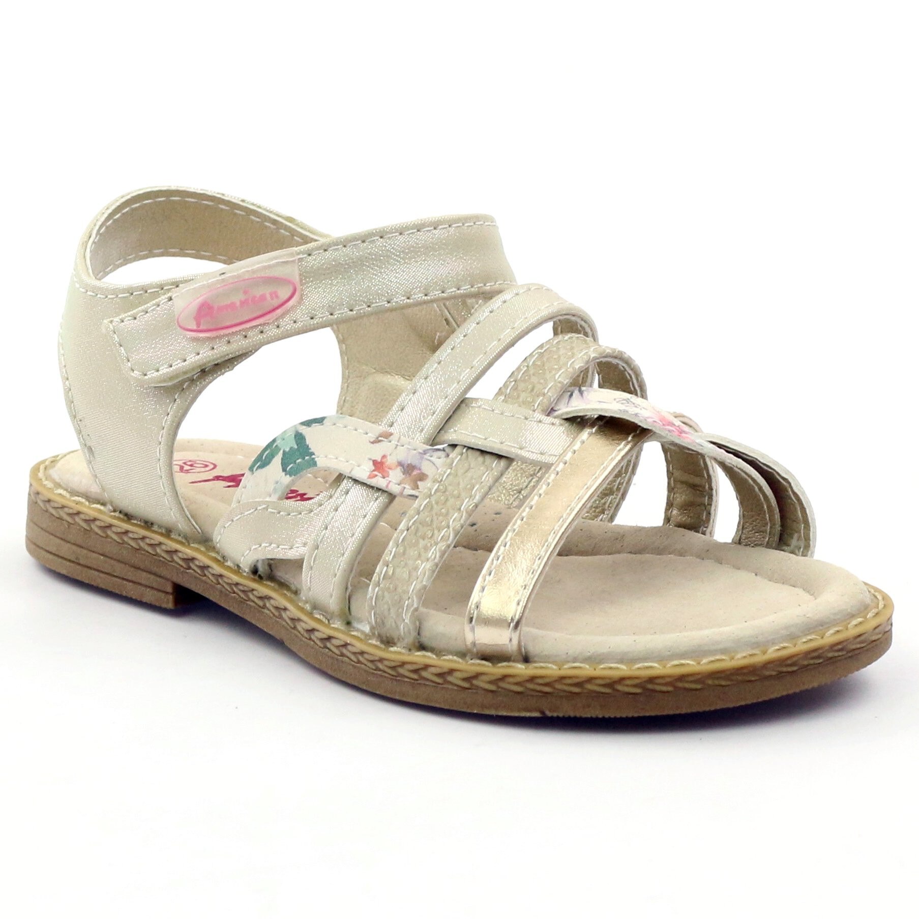 American Club, Sandale, Material sintetic, Galben/Roz, 27 EU