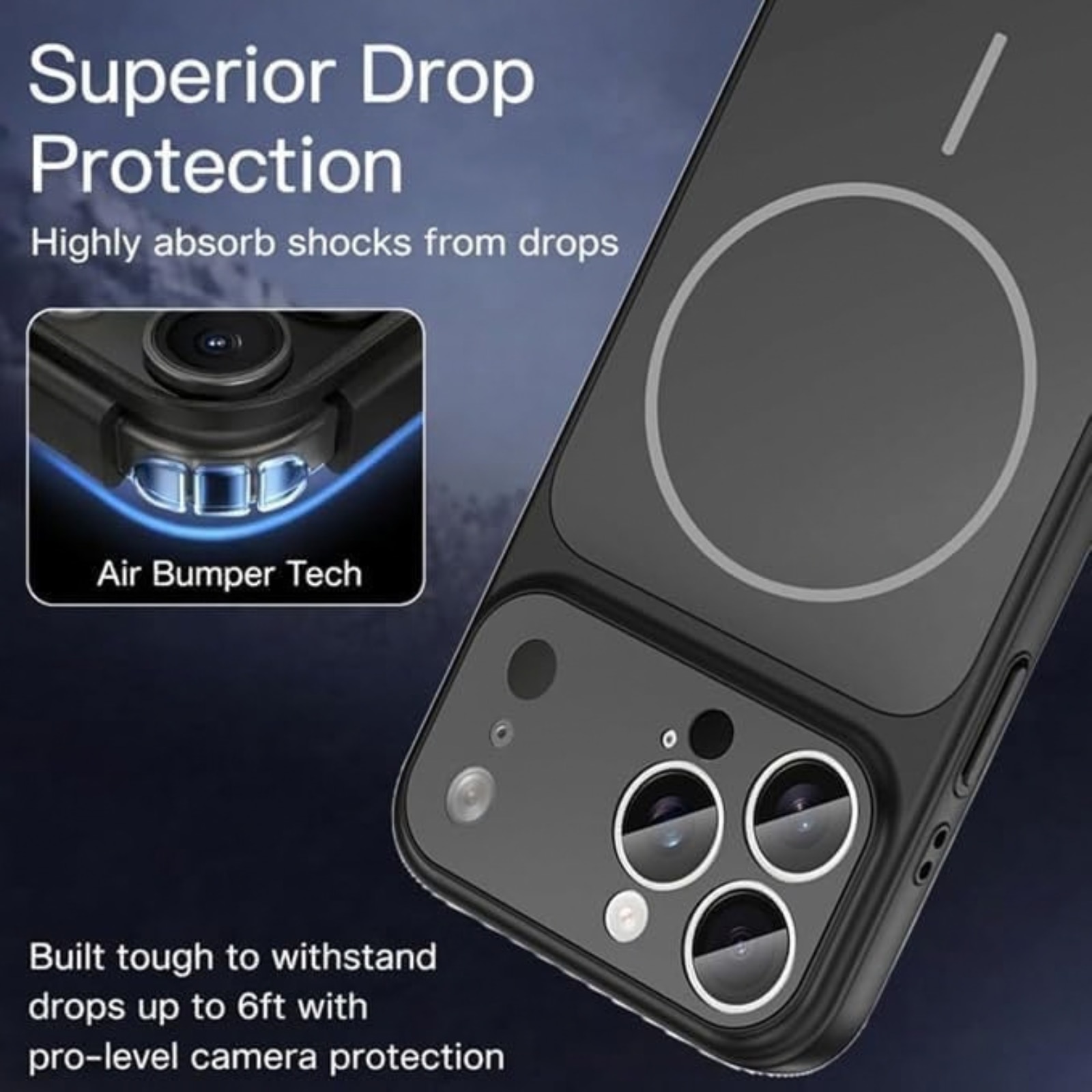 Husa pentru iPhone 12 Pro Max, AG Glass Mata MagSafe Slim Full Camera Protect - Convert to 17-18 Series, Deep Blue