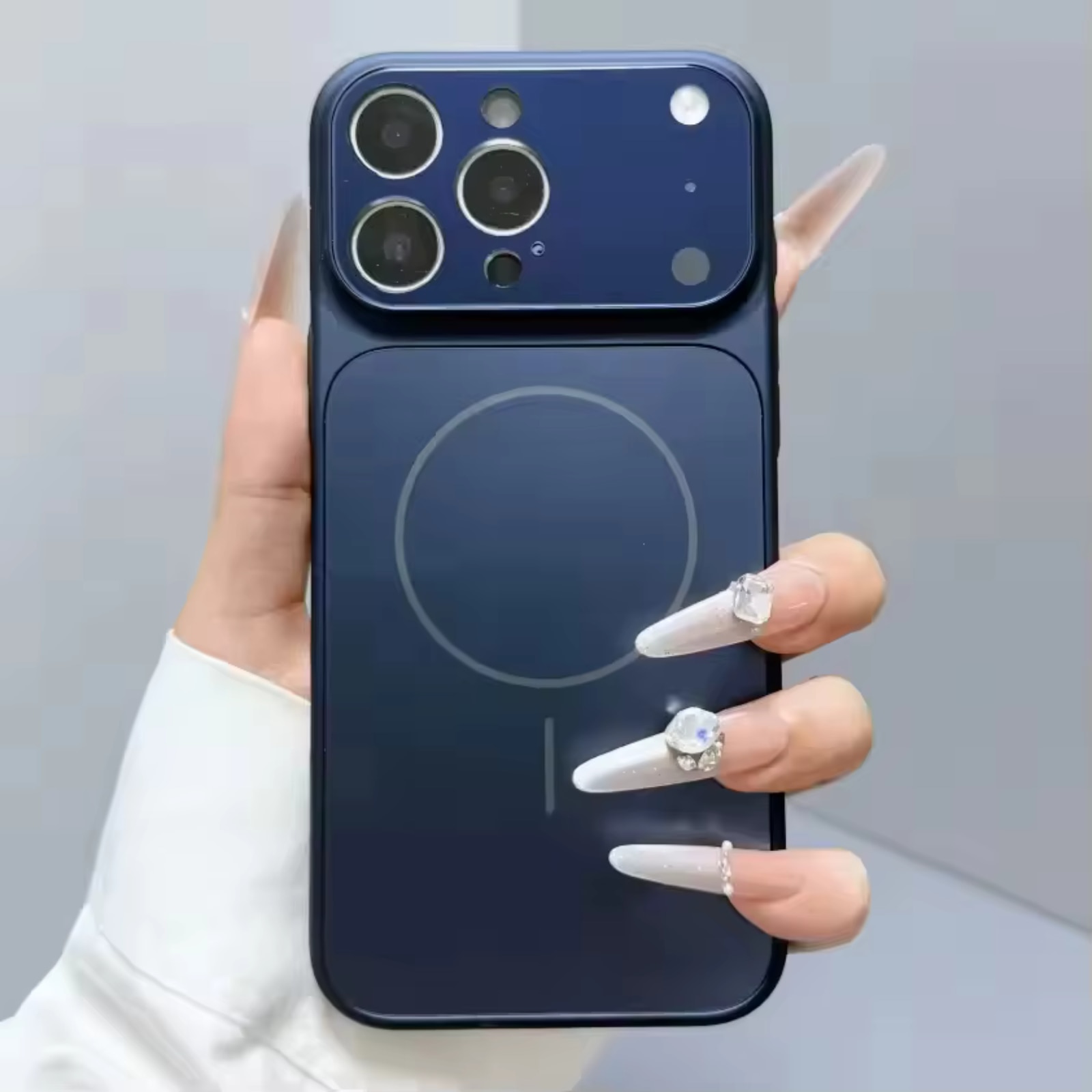 Husa pentru iPhone 12 Pro Max, AG Glass Mata MagSafe Slim Full Camera Protect - Convert to 17-18 Series, Deep Blue