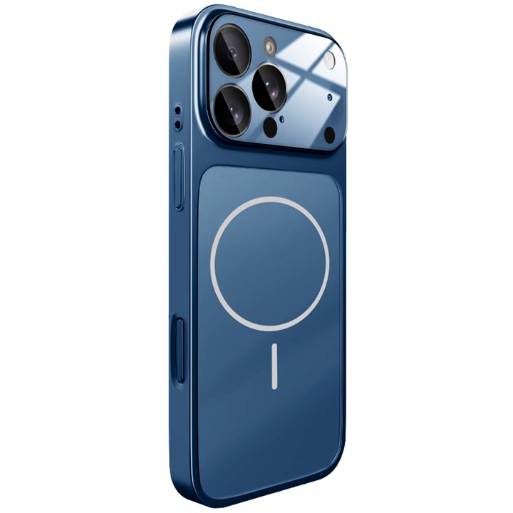 Husa pentru iPhone 12 Pro Max, AG Glass Mata MagSafe Slim Full Camera Protect - Convert to 17-18 Series, Deep Blue