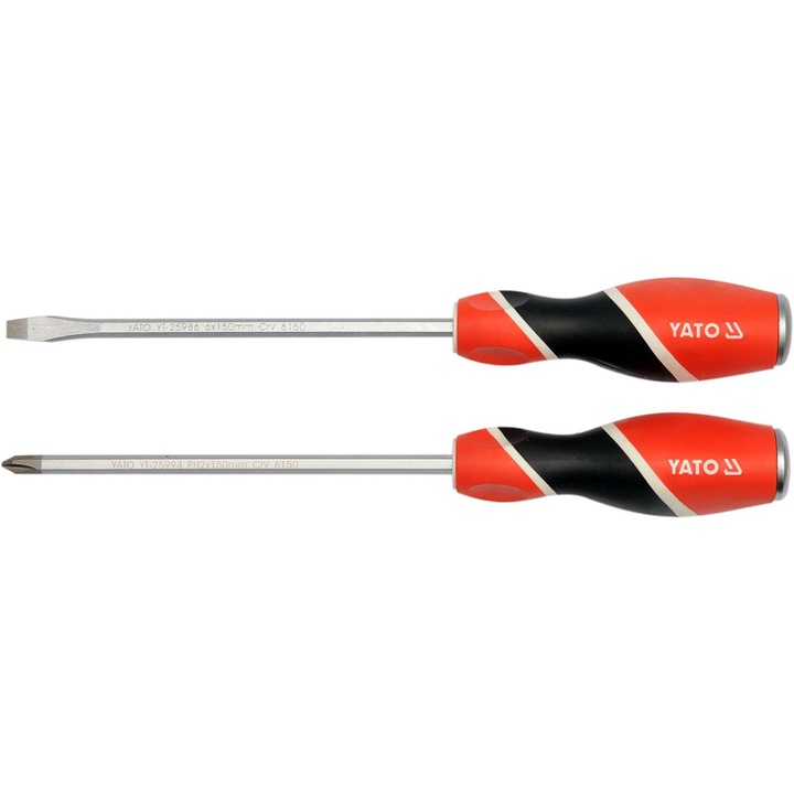 Комплект от 2 механични отвертки, YATO, YT-25998, вдясно 6 и PH2
