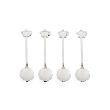 Set 4 lingurite pentru ceai Teapot, 12x28x122mm, Argintiu Set 4 lingurite pentru ceai Teapot, 12x28x122mm, Argintiu
