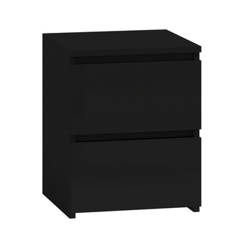 Noptiera cu 2 sertare, model Malwa M2, culoare negru lucios Noptiera cu 2 sertare, model Malwa M2, culoare negru lucios