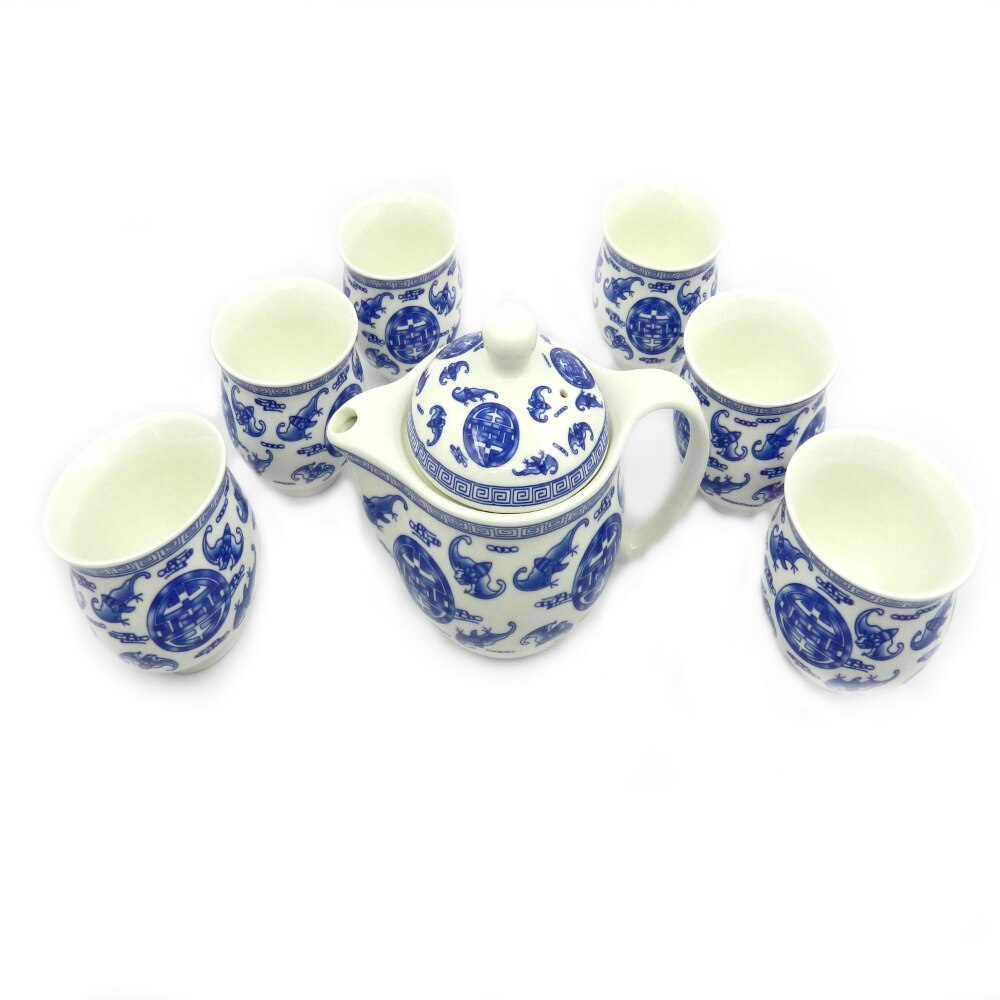 Set ceai - Lilieci, Jingdezhen, 6 cesti 80 ml + ceainic 300 ml, portelan