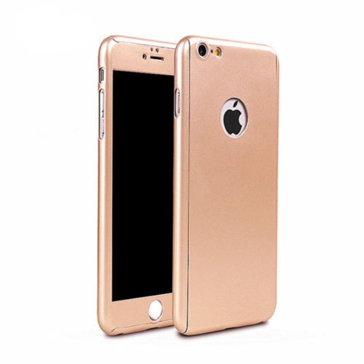 Калъф за iPhone 6 Plus / 6S Plus ЗАЩИТАВА 360 + стъклено фолио, Rose Gold