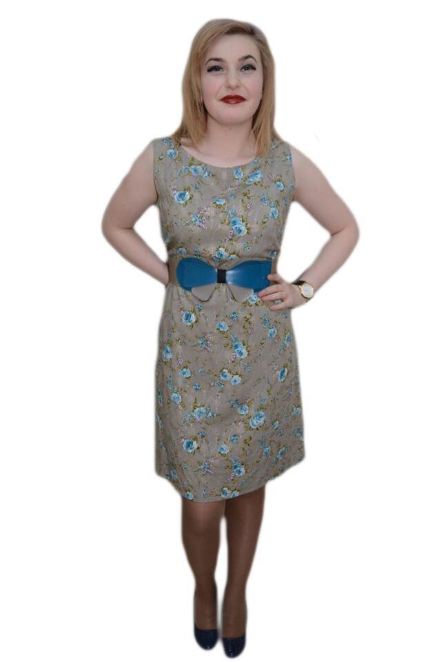 Rochie cu curea deosebita in talie, D&J Exclusive, Maro deschis