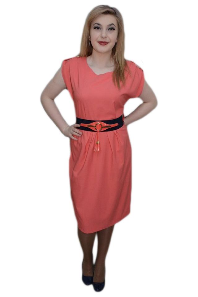 Rochie tinereasca, curea chic in talie, D&J Exclusive, Corai