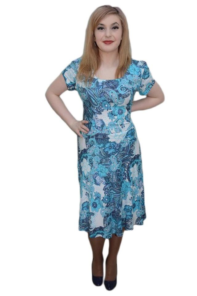 Rochie deosebita de zi cu imprimeu floral , D&J Exclusive, Albastru