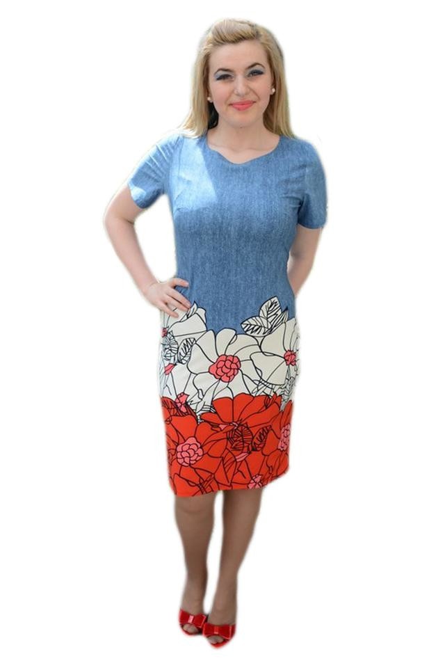 Rochie cu maneca scurta, D&J Exclusive, Albastru