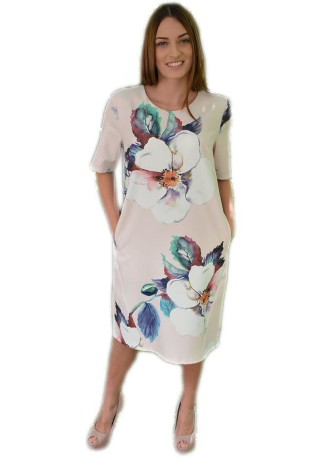 Rochie lejera de primavara-vara, imprimeu floral, D&J Exclusive, Multicolor