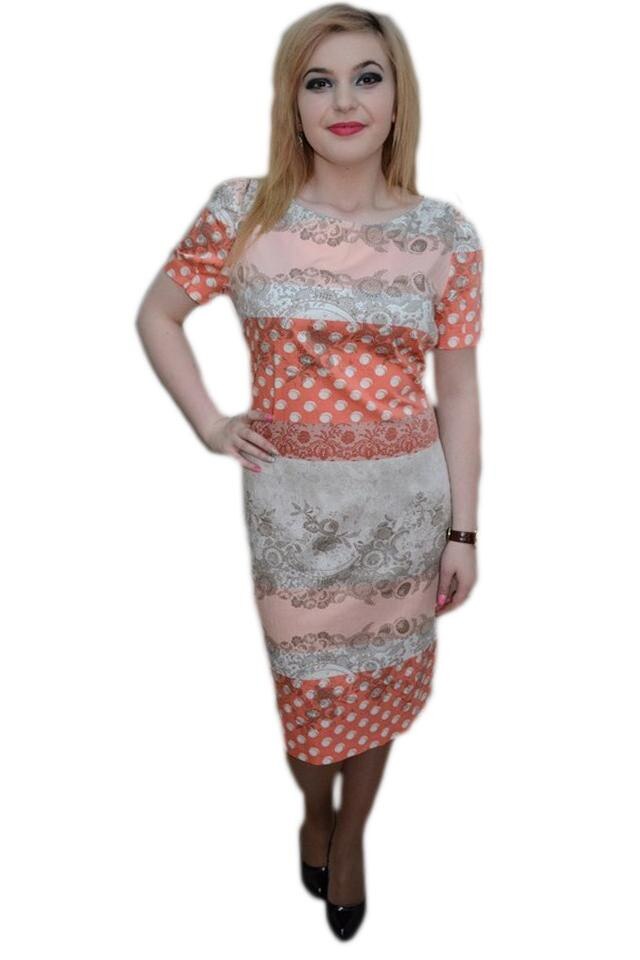 Rochie cu decolteu rotund, D&J Exclusive, Corai