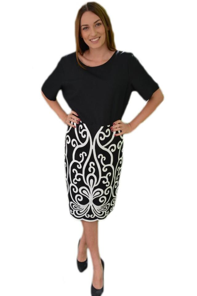 Rochie casual-eleganta, D&J Exclusive, Alb/Negru