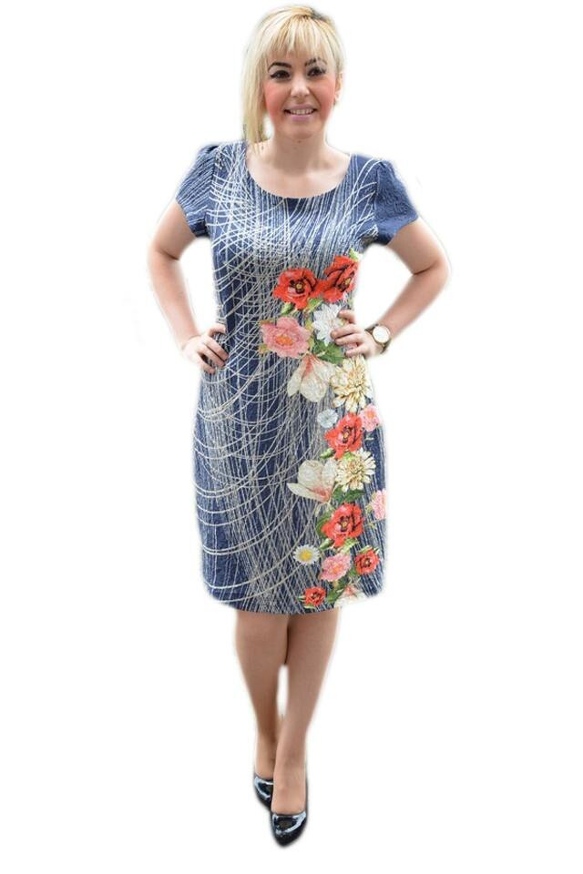 Rochie casual cu imprimeu in tesatura si design floral , D&J Exclusive, Multicolor