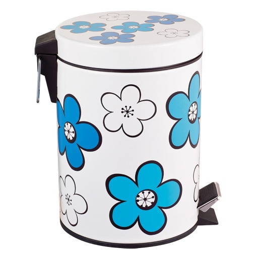 Cos gunoi cu pedala FLOWER 5L albastru