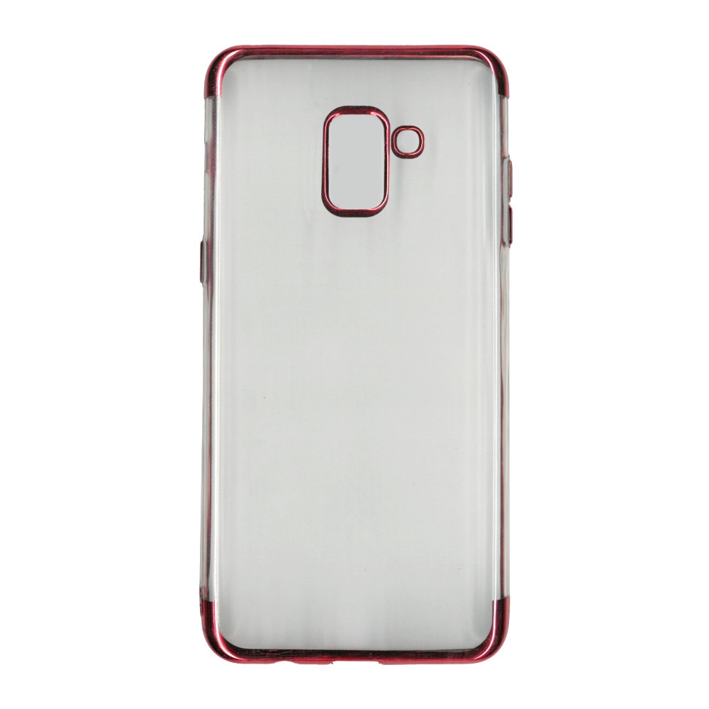 Husa din silicon Electroplating pentru Samsung Galaxy A8 Plus 2018, contur rosu