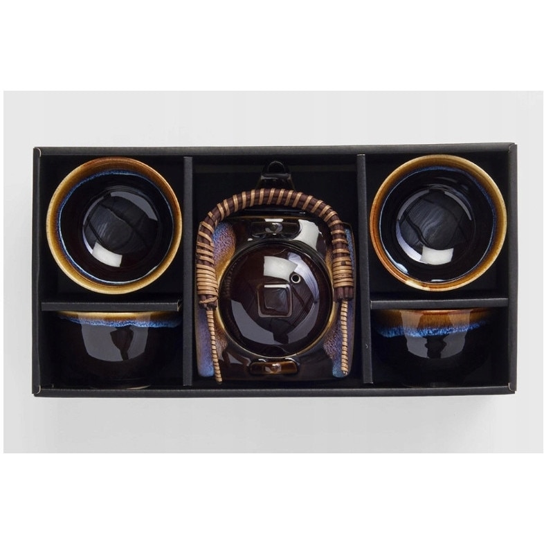 Set Ceai Japonez, Ceainic 650ml cu Sita, 4 Cesti Ceramice 180ml