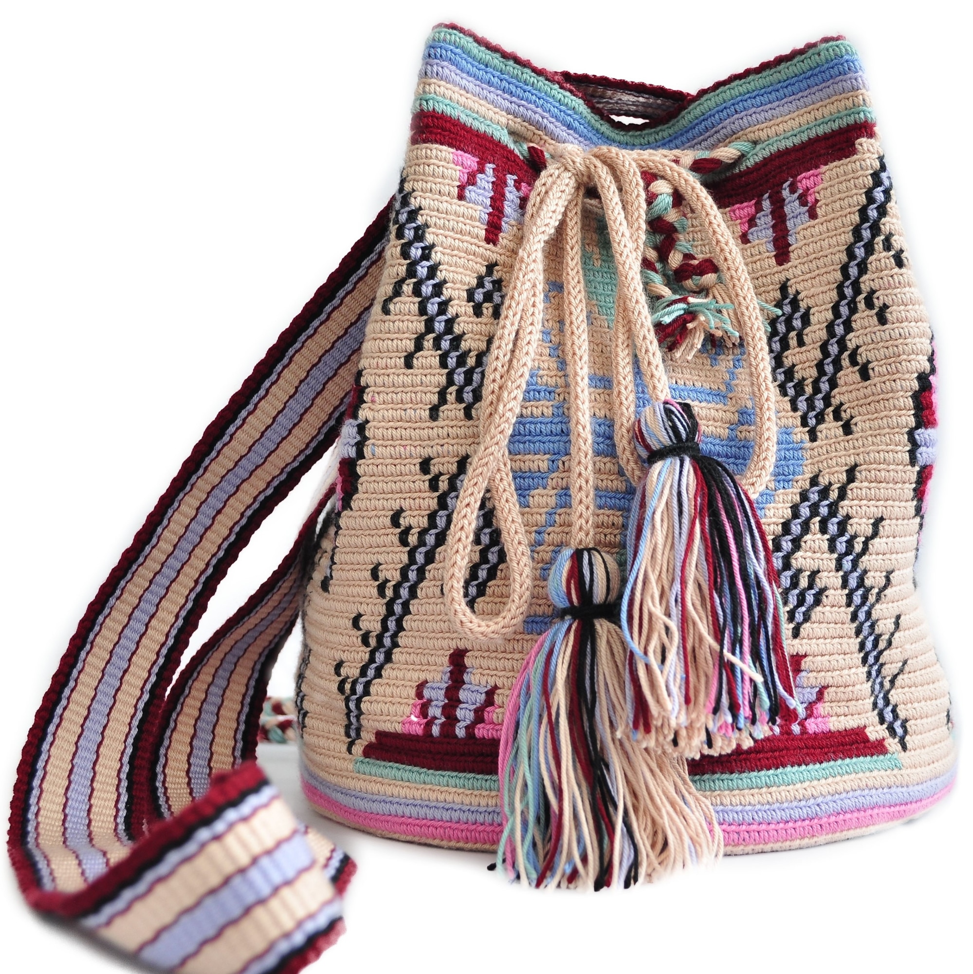 Geanta handmade Atelier Maiastra, model Muntenia, motive populare Patru Cai si Floare de Cuisoare, colectia urban