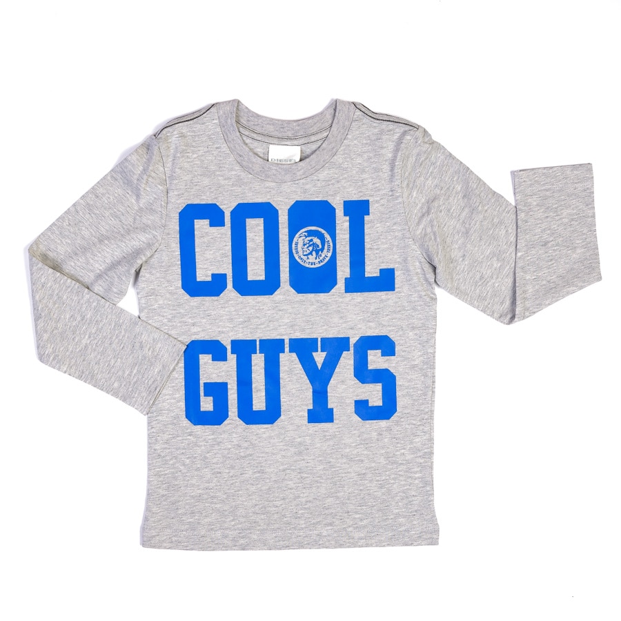 Bluza baieti Diesel, Cool Guys Never Sleep, maneca lunga, gri, 100% bumbac, 4 ani